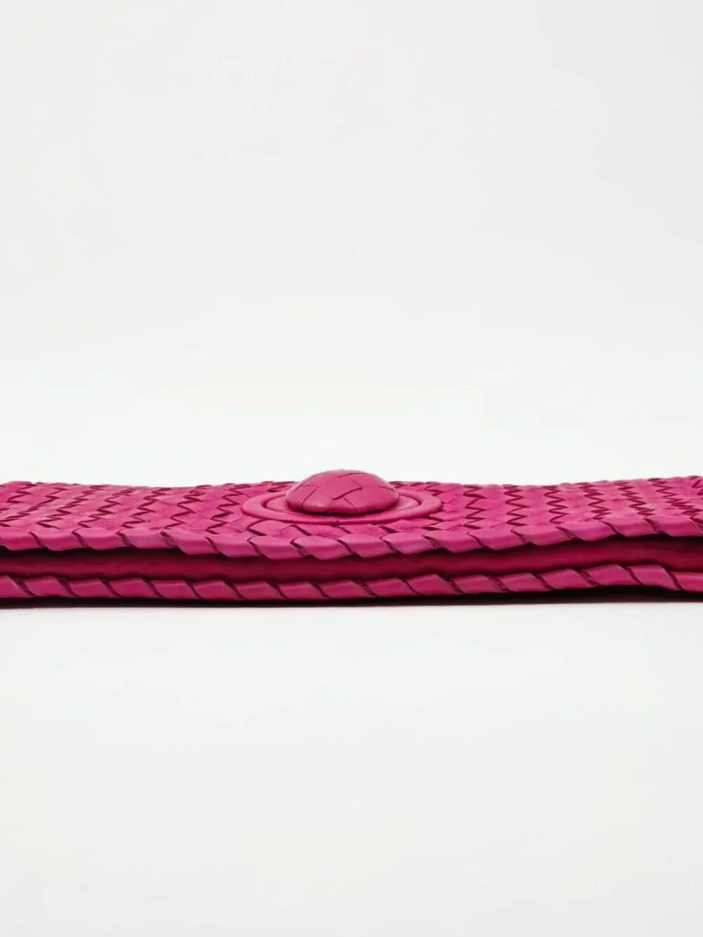 Bottega Veneta Intrecciato Pink Leather Clutch Bag Woven Wallet Purse